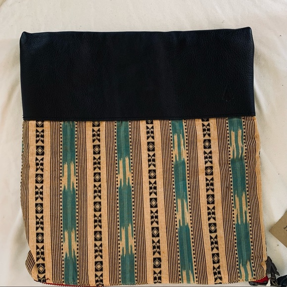 Vaalbara Clutch Nyri Leather in Tan and Turquoise size Large NWT - Picture 4 of 10